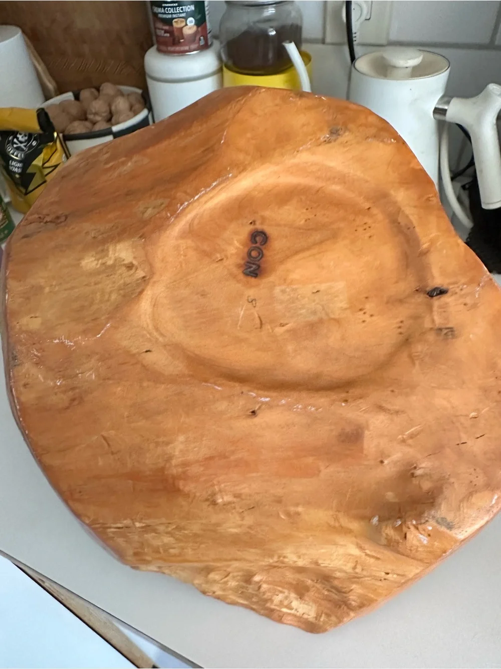 Vintage Hand-Carved Gorgeous Burl wood Bowl with Handle